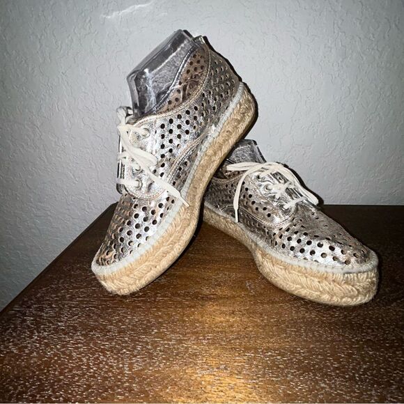 Loeffler Randall Alfie Lace Up Perforated Espadrille Platform Sneaker Shoes - Picture 1 of 15